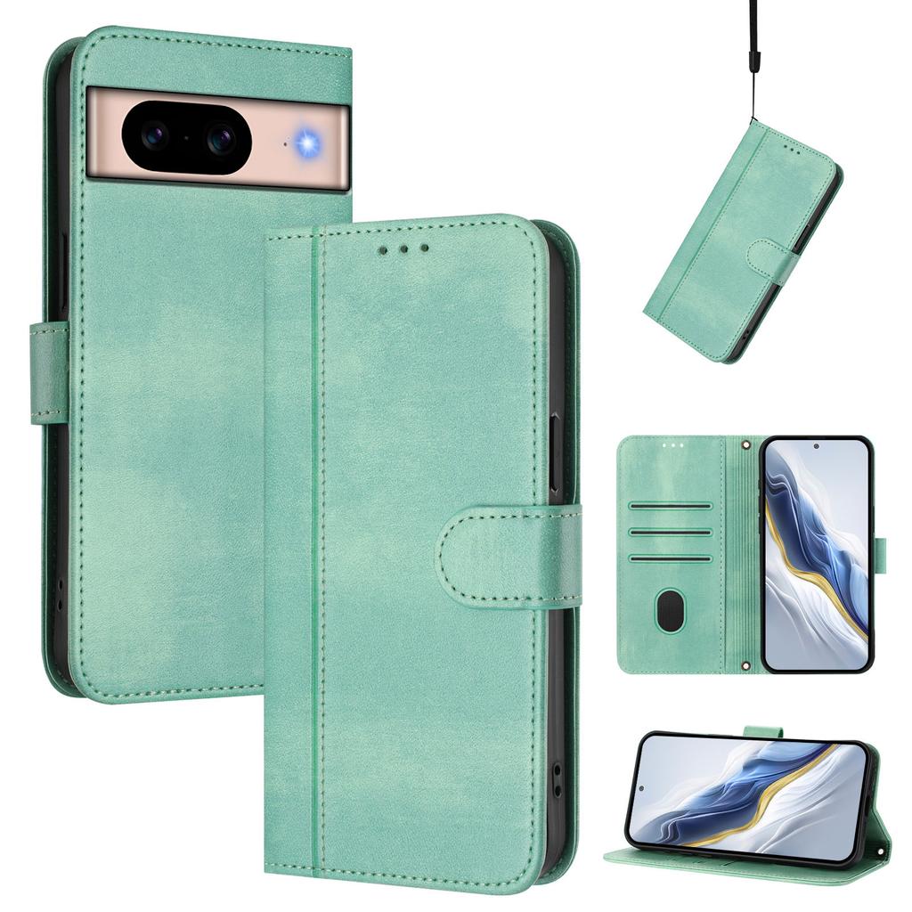 For Google Pixel 8a Cases Wallet Stand Retro Texture Leather Phone Cover with Lanyard