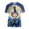 Футболка 3D Coraline & the Secret Door Триллер Ужасы Аниме Фильм Унисекс Личность Коралина Принт Коралина Топ с короткими рукавами