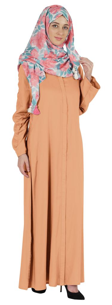 Bimba Islamic Clothes For Women Long Dress With Printed Hijab Scarf Rayon Abaya Maxi Front Button Muslim
