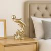 Resin Dolphin Statue Mini Art Crafts Ocean Figurines Golden Dolphin Ornaments  Gift