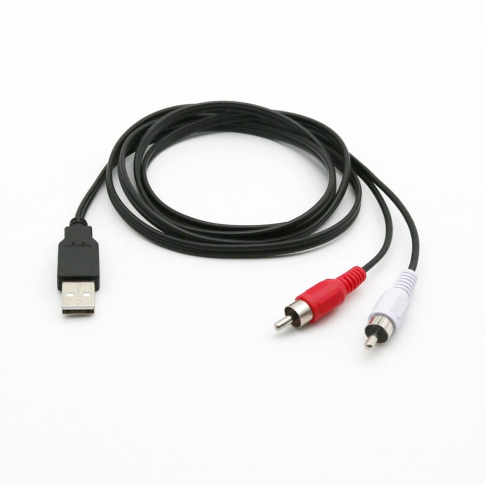 Black 2 RCA Cable Lead USB A Male USB To RCA Audio AV Cable Video Adapter Conversion Line