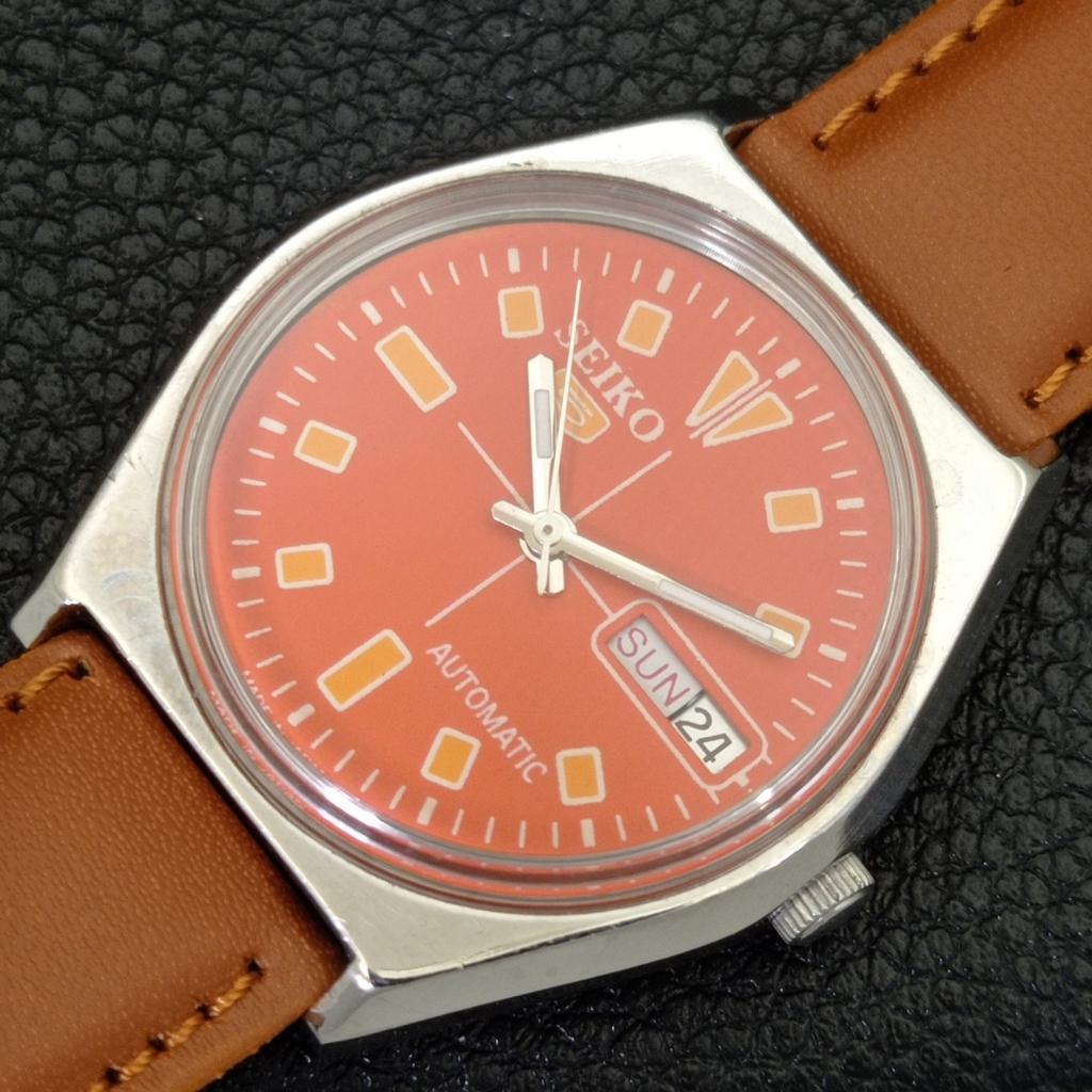 АВТОМАТИЧЕСКИЕ ВИНТАЖНЫЕ ЧАСЫ SEIKO 5 ЯПОНИЯ 6319A МУЖСКИЕ С ЦИФЕРБЛАТОМ ОРАНЖЕВОГО ЦВЕТА a702735-1