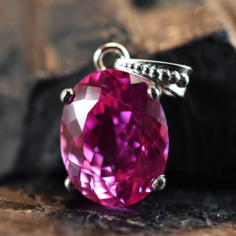 Pink Tourmaline Pendant 23 ct Gem Oval Cut 925 Sterling Silver Jewelry October Birthday Birthstone