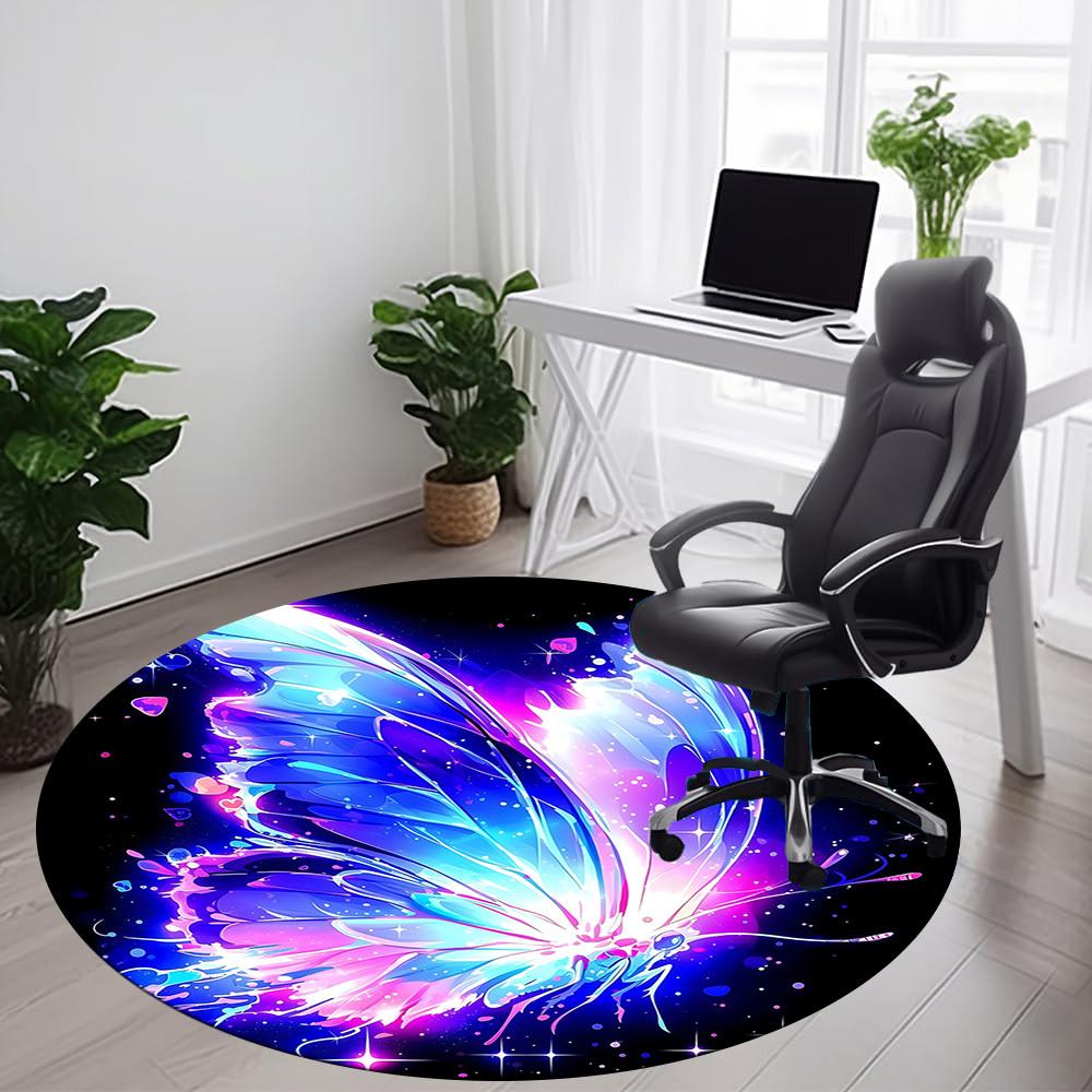 1pc Butterfly Fantasy Office Round Area Rug, Mat Suitable ForOffice, Under Office Chairs Bedroom Living Room Home Decor, Room Deco