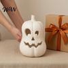 Halloween Pumpkin Ornaments Lantern Ornament, Resin Hollow Tabletop Figurine, Festive Seasonal Props Decorative Table Centerpieces for Thanksgiving