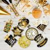 Lucleag 32Pcs Happy New Year 2026 Hanging Decorations, Black Gold Tree Ornaments New Years Hanging Ornaments for 2026 New Year Eve Party Supplies