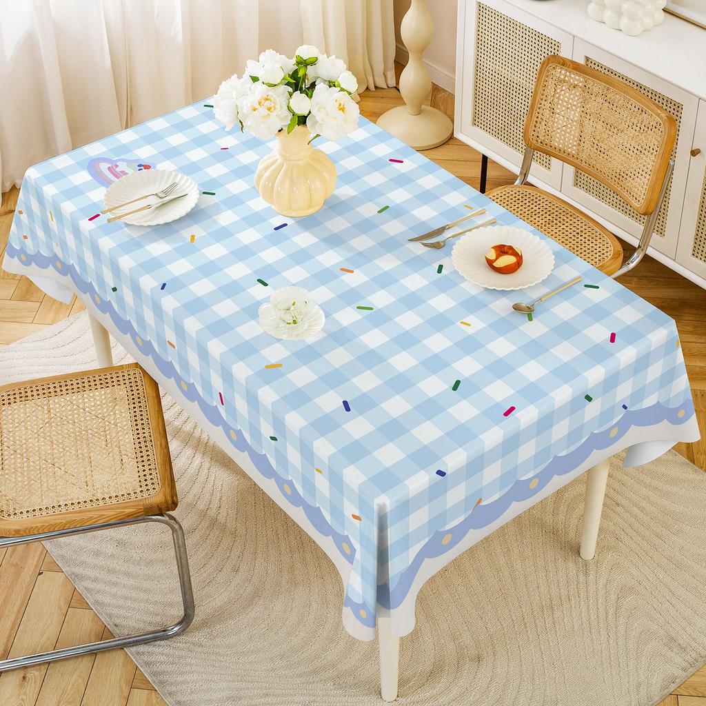 Cream Style Tablecloth Waterproof and Oil-proof Wash-free Light Luxury High-end Pvc Tablecloth Rectangular Table Mat Tablecloth