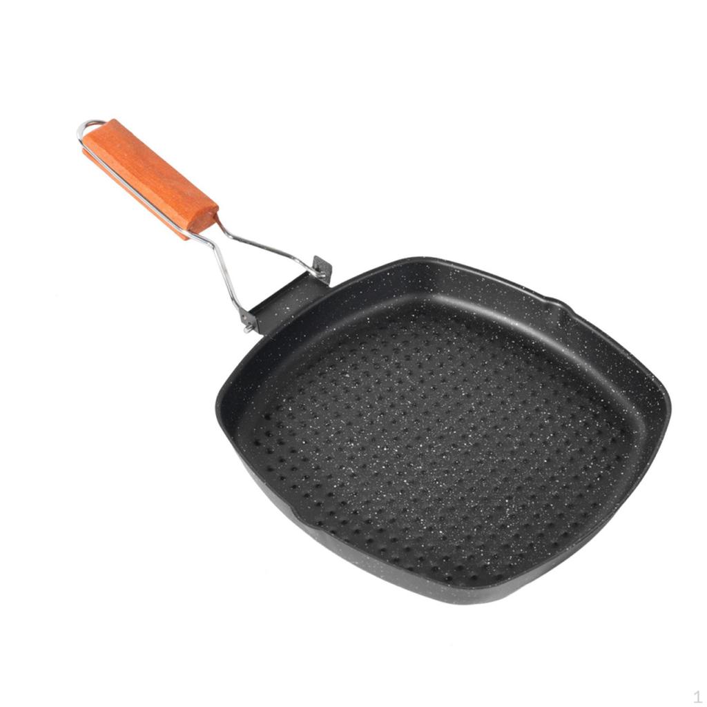 Сковорода для стейков Посуда Утолщенная Легкая С антипригарным покрытием Складная ручка для кухни