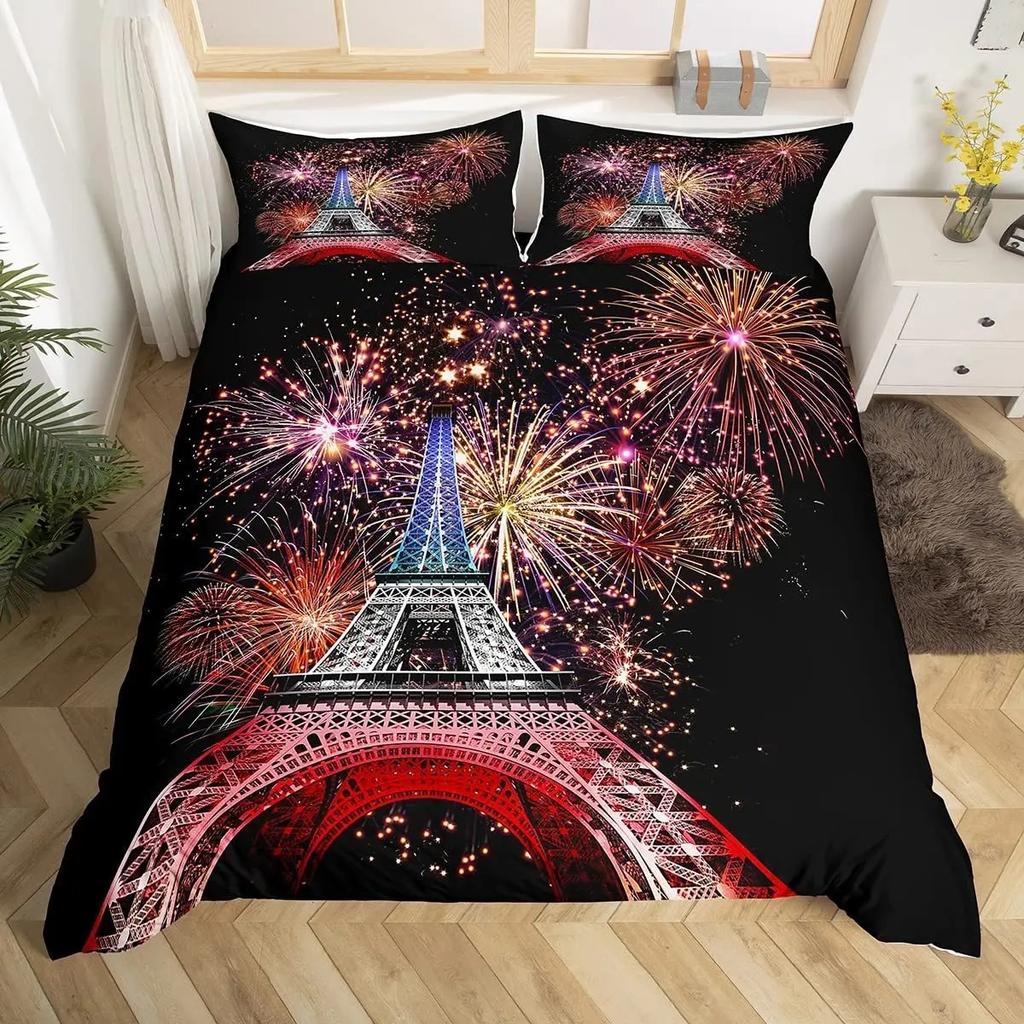 Пододеяльник с изображением фейерверка, комплект постельного белья Fantasy Castle, комплект постельного белья Prague Cityscape, комплект постельного белья из микрофибры с изображением магических психоделических цветов