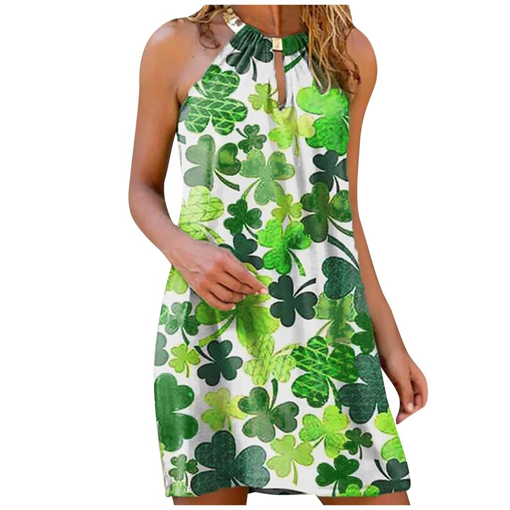 Women Summer Fashion Casual Sexy Printing Sleeveless Loose Dress