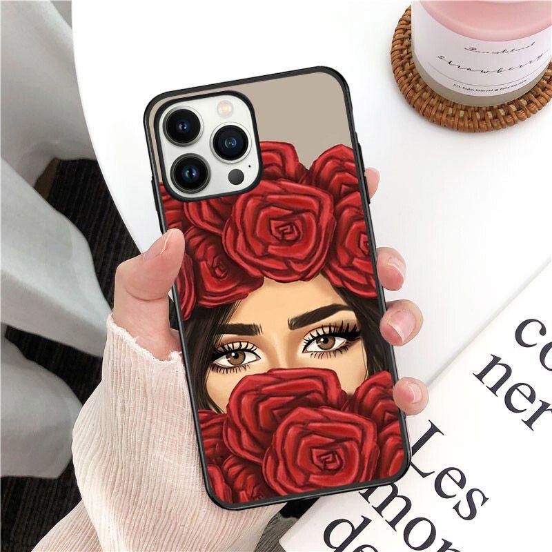 Hijab Girl Muslim Islamic Gril Eyes Arabic Phone Cover For Iphone 14pro 11pro 12 13pro Max 5s 6s Xs 7 8plus SE Xr 12mini Coque
