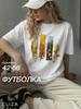 Свободная футболка с принтом из легкого флиса