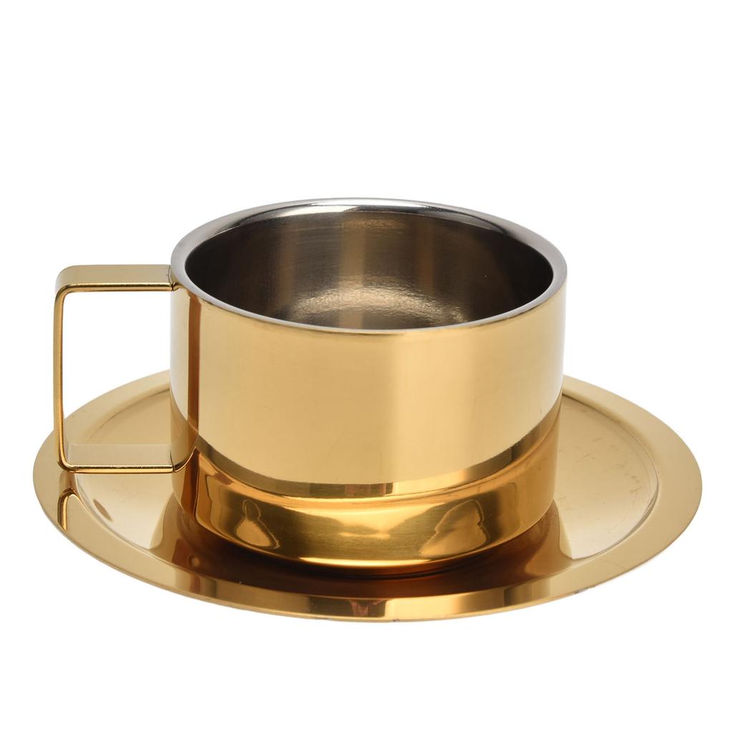 Кофейная чашка золотая модная дизайнерская носимая удобная практичная блюдце из нержавеющей стали для дома