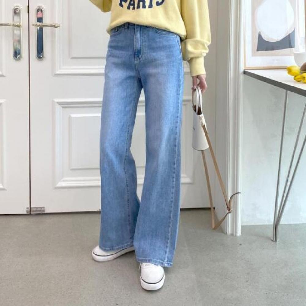 Open Run Mareune Denim Pants Stretch Women Wide 2023 Spring