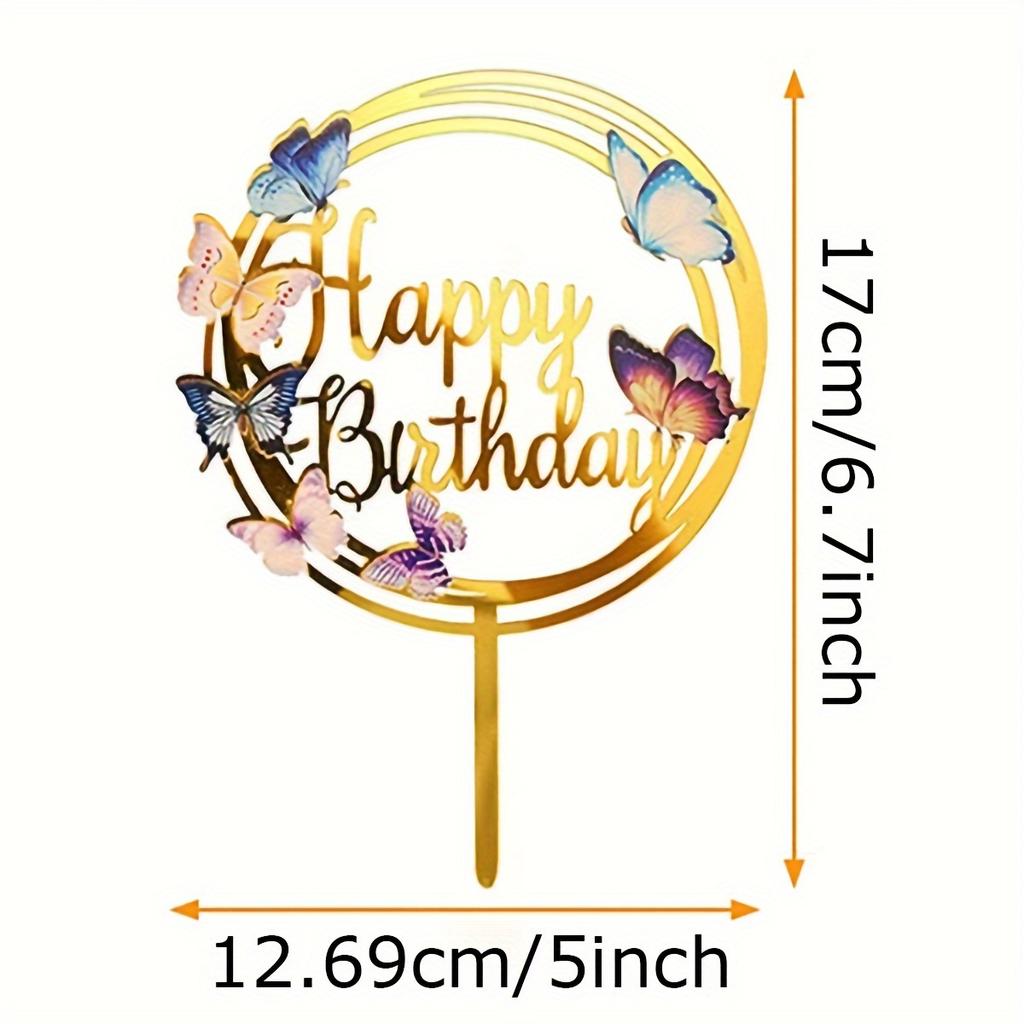 1 шт. - Вставка-топпер "С Днем Рождения" для украшения торта на вечеринку по случаю дня рождения