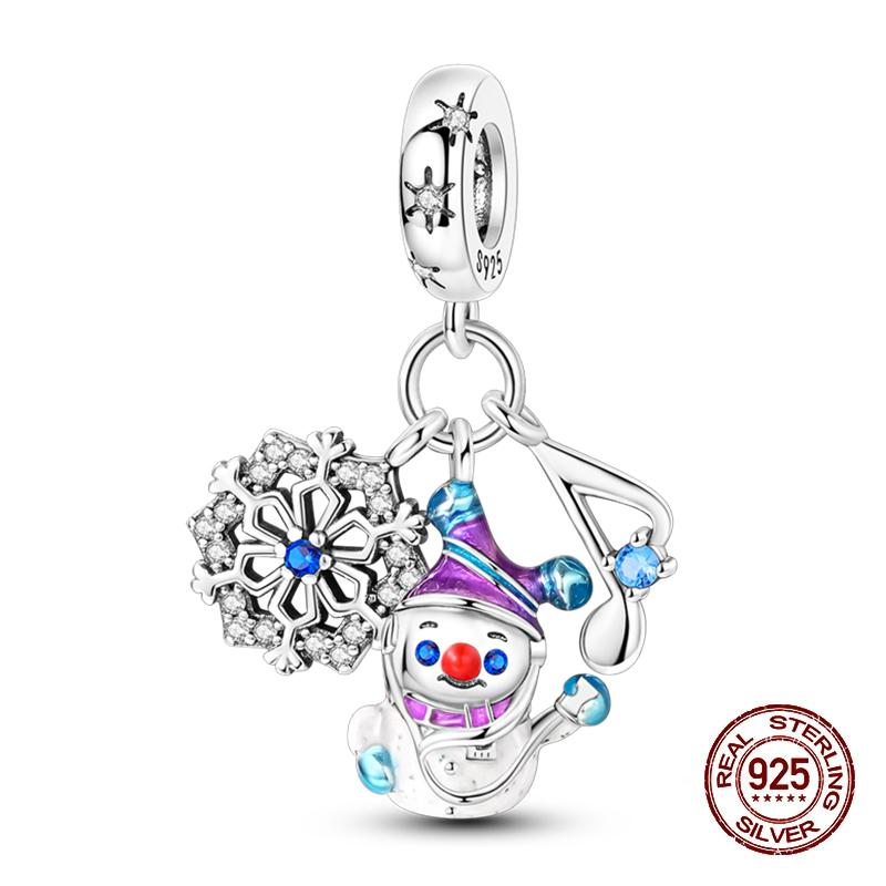 Зимние Шармы Медь Лось Медведь Санта Клаус Шармы Бусины Подходят для Оригинальных Браслетов Для Женщин Сделай Сам Праздничные Ювелирные Изделия Подарки