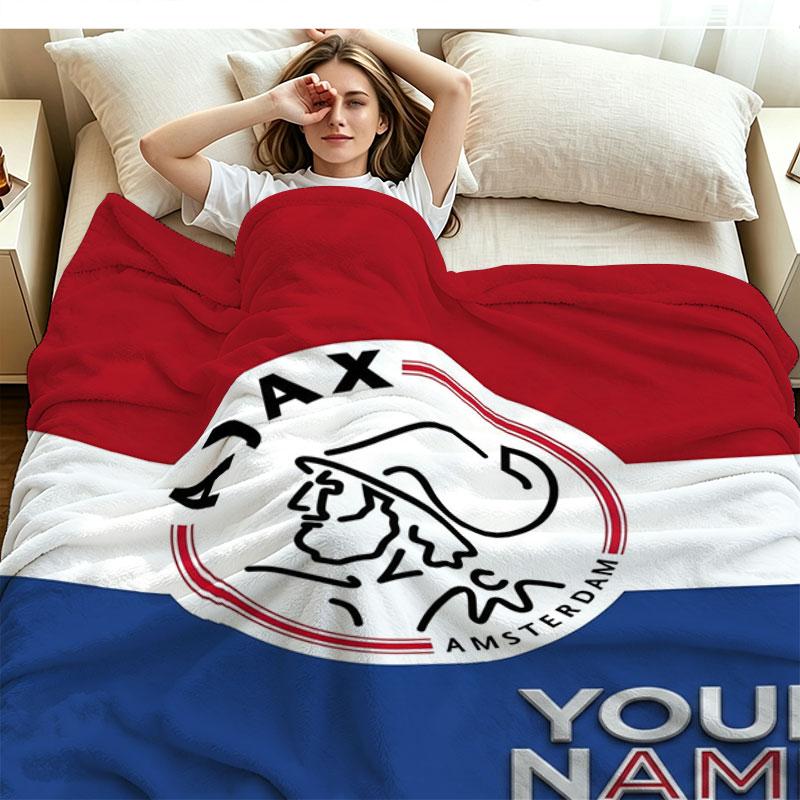 1PC AFC Ajax Custom Name Patterned Flannel Blanket Suitable For All Seasons for Home Decor Warmth and Comfort Gifts Holiday Present