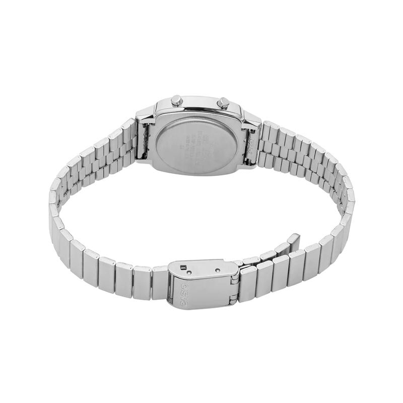 Casio Серия YOUTH - маленькие металлические квадраты, классические квадраты, ретро маленькие серебряные блоки, ЖК-дисплей, водонепроницаемые, кварцевый механизм, нержавеющая сталь LA670WA-7D