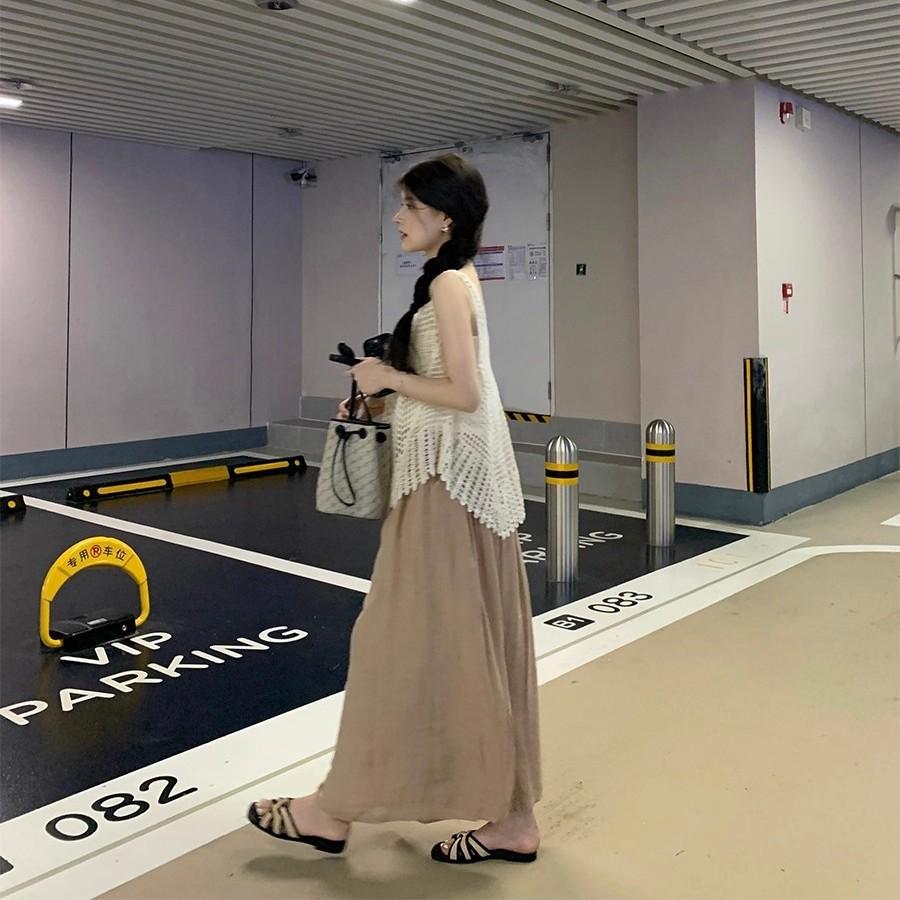 Sheepskin version~ square-headed straw-woven cross-toed slippers women's Korea 2025 summer irregular casual cool slippers