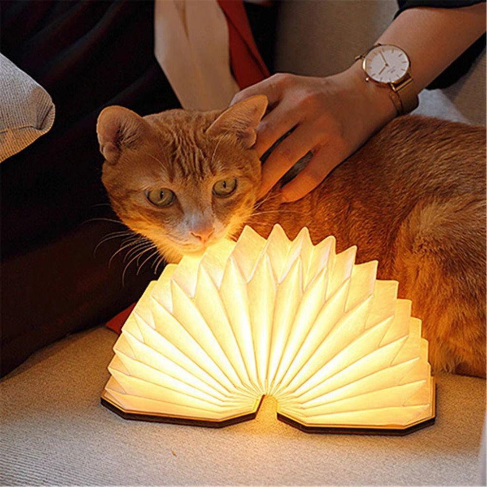 with Detachable Hand Strip Wooden Flip Night Light 2 Colors Lights Led Table Lamp  Birthday Gift