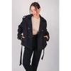 Women's Black Belted Short Trench Coat