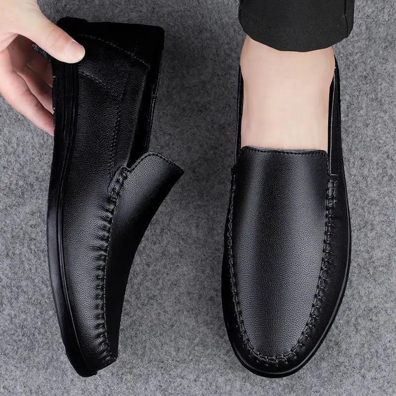 Fashion Black Plain Lightweight Man Casual Shoe Low Price Summer Sale Legitimate Social High Quality Fashion On Pu Leather Shoes for Men