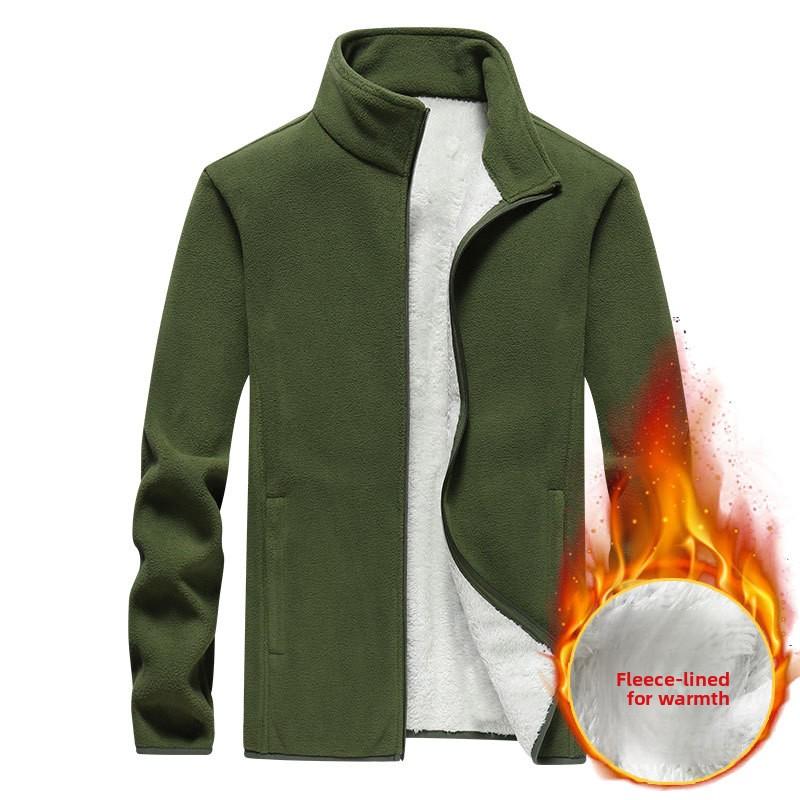 Флисовая куртка большого размера для мужчин Зимняя толстовка из полар-флиса Оверсайз Деловая куртка Джентльмен Стойка воротник