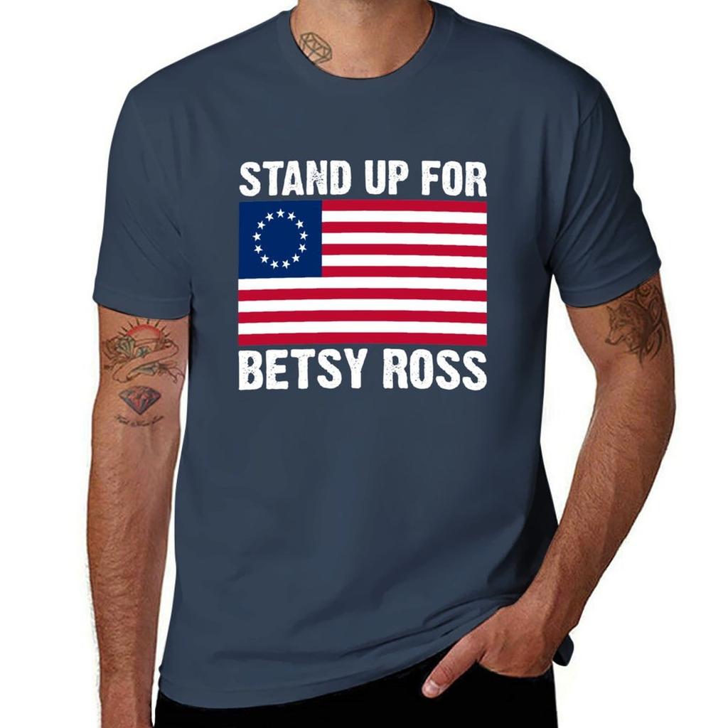 Stand Up For Betsy Ross Flag Tshirt Regular Fit Plain Tee Shirt