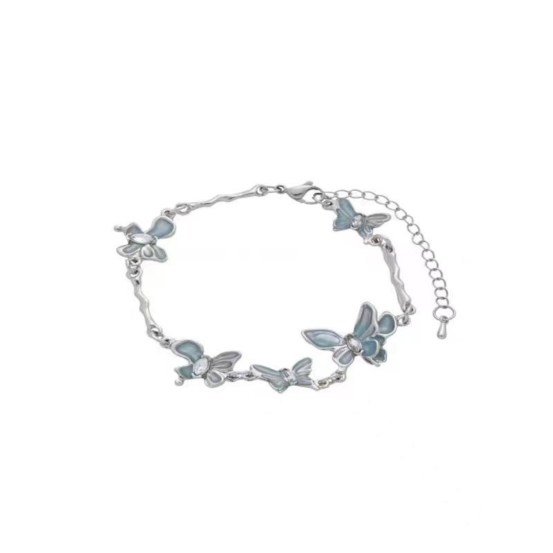 Blue butterfly splicing bracelet women's niche high-end ins cold wind sweet cool personality temperament hand jewelry