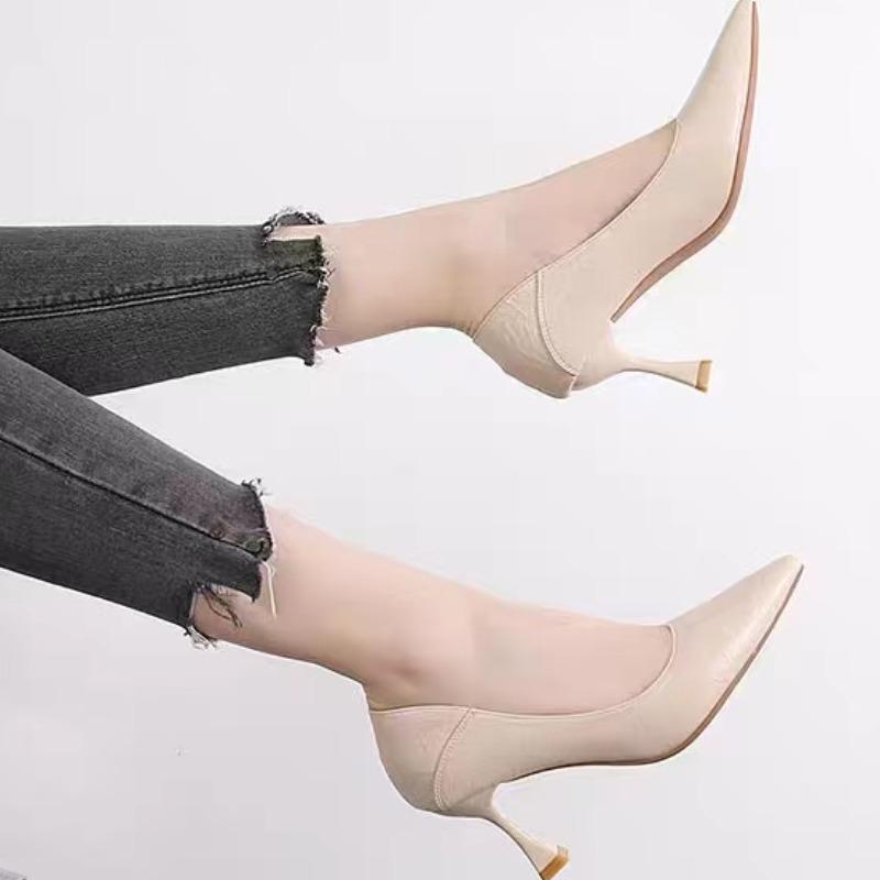 Мода 2024 года, весна и осень, новые модные однотонные туфли с острым носком и небольшим вырезом для женщин