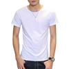 Summer Men T-shirt Round Neck V Neck Short Sleeve Solid Color Soft Breathable Thin Pullover Slim Fit Simple Style Casual Men Top