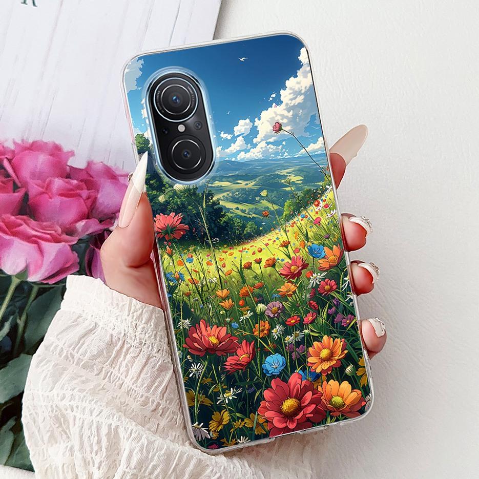 Чехол для Huawei Nova 9 SE Чехол Nova9 Pro Роскошный с рисунком цветов Мягкий тонкий чехол для телефона для Huawei Nova 9 Pro Nova9 SE Fundas Сумки