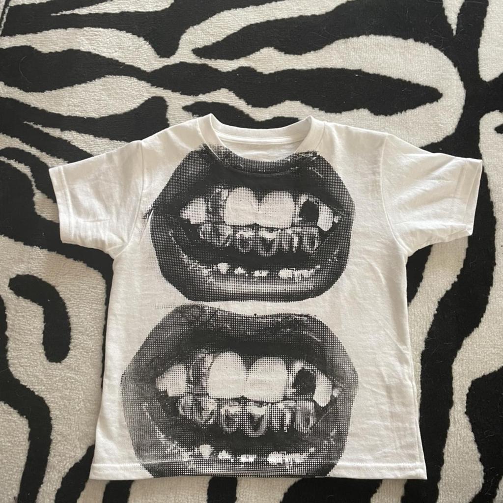 Одежда Y2K, винтажная блузка Harajuku 2000-х годов, женская футболка с принтом Goth Lip KISS, укороченный женский клубный топ E-girl EMO