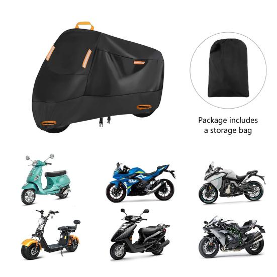 Прочный чехол для мотоцикла со светоотражающими полосами, водонепроницаемый, устойчивый к ультрафиолетовому излучению, надежно фиксируется на открытом воздухе