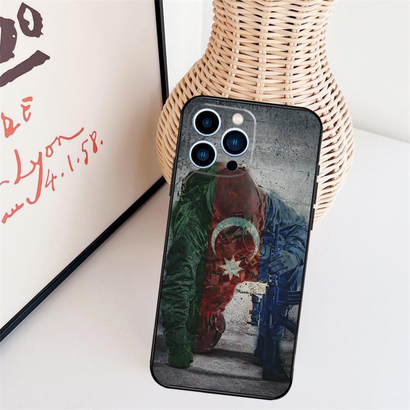 Чехол для телефона с флагом Азербайджана для iPhone 16 Pro Max 14 13 12 11 15 17 Pro Max mini 15 16 Plus 16e Задняя крышка
