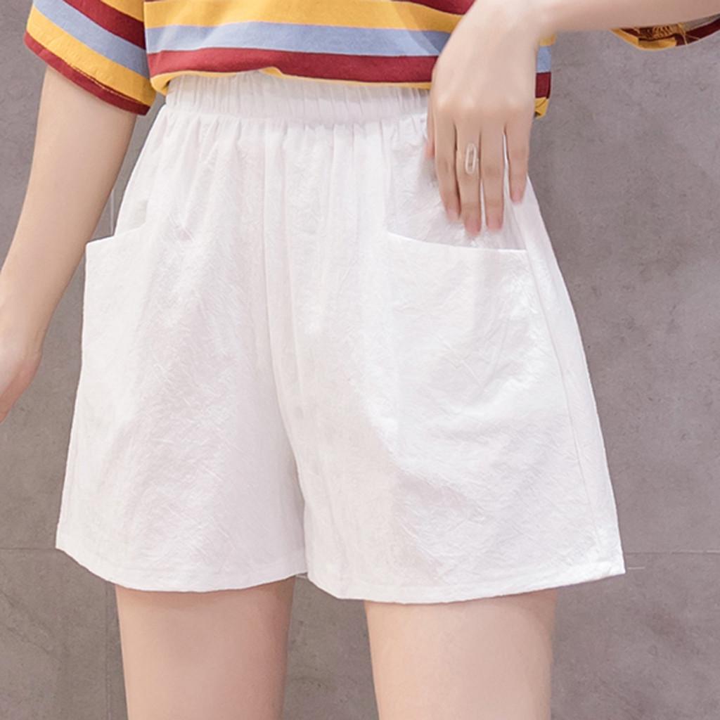Women's High Waist Linen Loose Casual Thin Wide Leg Linen Shorts