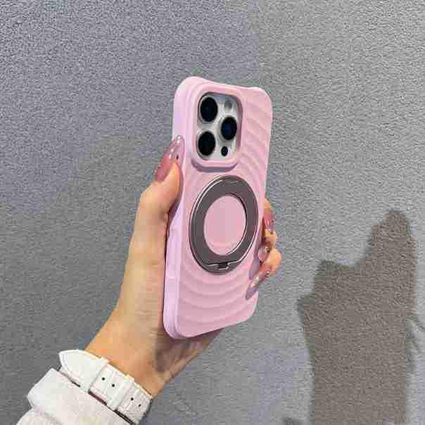 Чехол Bo Yang из жидкого силикона с магнитным вращающимся держателем для iPhone 17 Pro Max