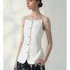 Summer New Product Women's Clothes Commute Style Square Collar Sleeveless Single Breasted White Suspender Mid Length Long Length Vest Jacket