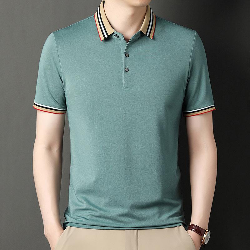 Футболка с коротким рукавом Мужская футболка Летняя новинка Деловая тонкая рубашка поло с коротким рукавом Мужская футболка