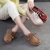 Fashion Spring Autumn Genuine Leather Casual Shoes Women Soft Sole Mom Deep Mouth Handmade Retro Square Head Women Shoes