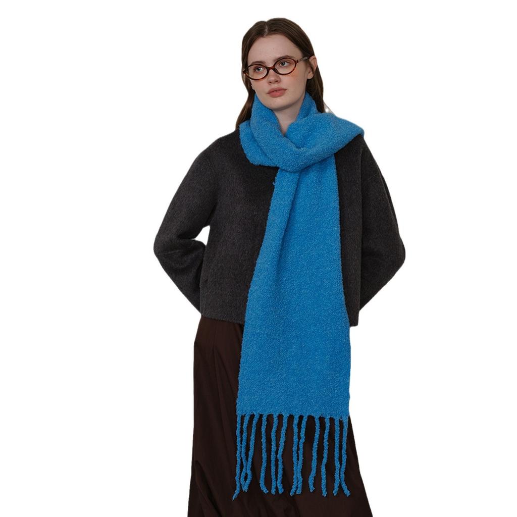 Homemade wool solid color fringed scarf for men and women, soft waxy and skin-friendly in autumn and winter, high-end warm scarf