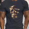 Мужская летняя футболка Сверкающий череп Графический Повседневная с коротким рукавом Для высоких и крупных Машинная стирка Мужская одежда Удобная