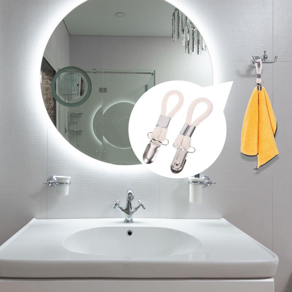 Набор из 12 штук зажимов для полотенец из нержавеющей стали и плетеной ткани, белого и серебристого цветов