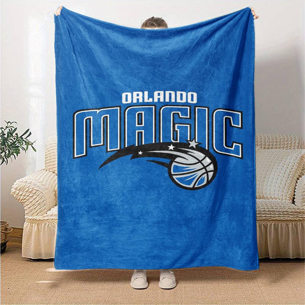 Orlando Magic Logo Print Flannel Blanket High Quality Warm Comfortable Cover for All Seasons Perfect for Gifts Home Decor