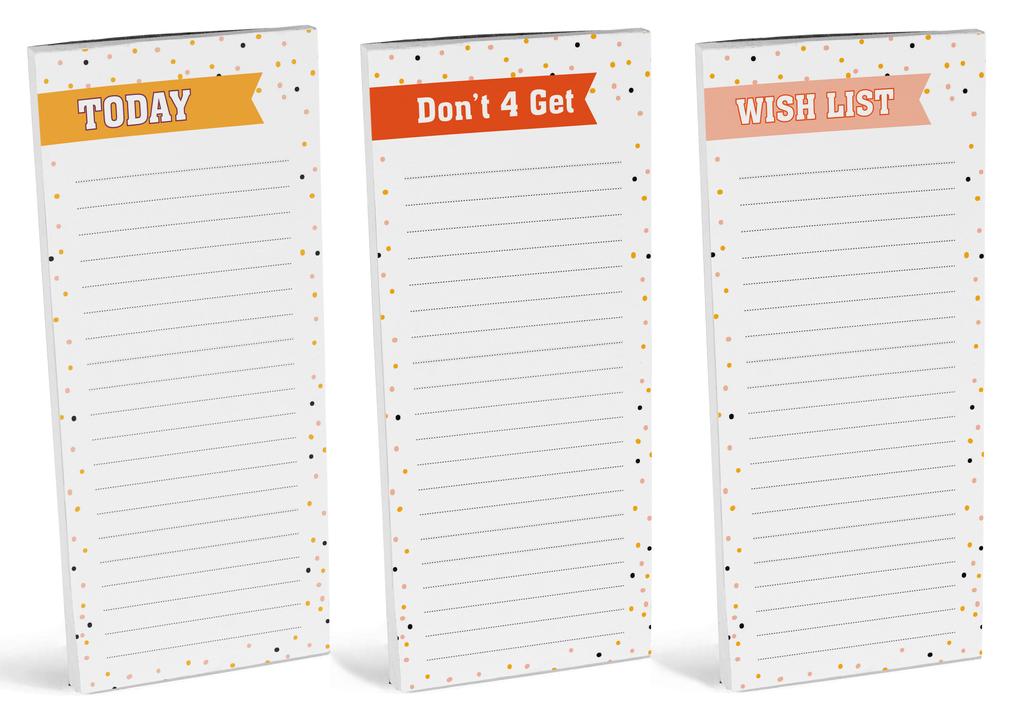 Inkdotpot Pack of 3 Magnetic Fridge To-Do List Notepads- Magnetic Memo Pads For Refrigerator- (50 Sheets