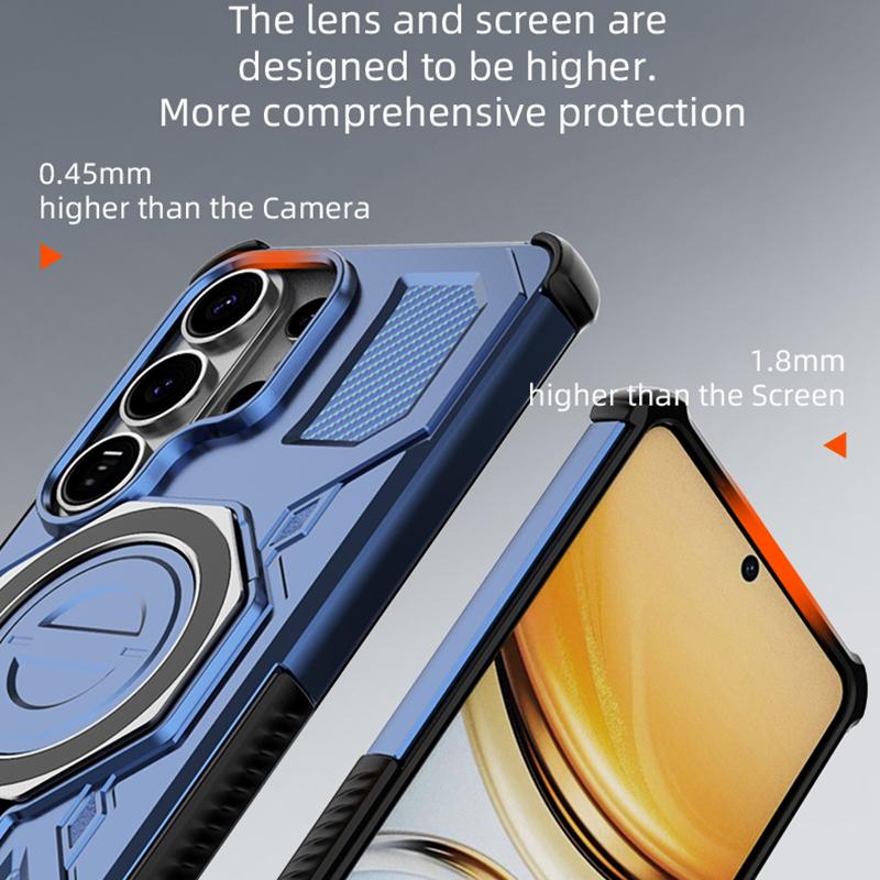 KEYSION Ударопрочный Магнитный Чехол для Samsung S26 Ultra 5G Вертикальная Металлическая Кольцо-подставка Задняя Крышка Телефона для Galaxy S26 S26+Plus