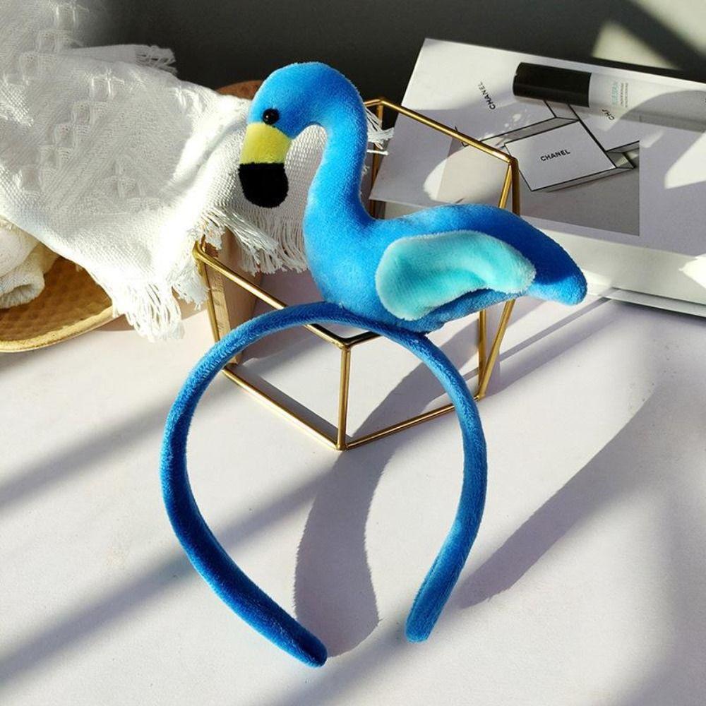 Korean Style Animal Hair Hoop Wash Face Plush Hair Hoop Cute Flamingo Headband Daily