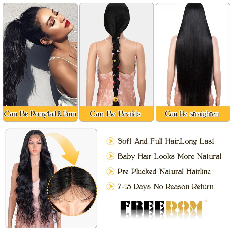 FREEDOM Synthetic Lace Front Wig 36 inch Body Wave Wigs For Women Ombre Blonde Ginger Highlight Wig Long Wavy Cosplay Wigs