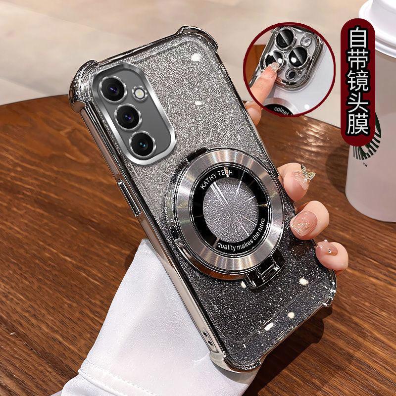 Противоударный чехол с блестящим покрытием и магнитным держателем для Samsung Galaxy A05 A05S A04 A04E A03S A02S A03 A02 A51 A71 A21S A31