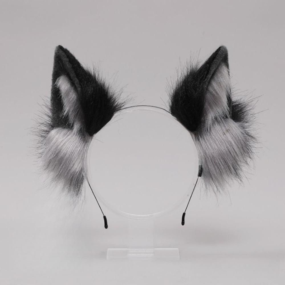 Ободок с кошачьими ушками JK Животные Пушистый Косплей Головной убор Милый Волк Собака Повязка для волос Макияж